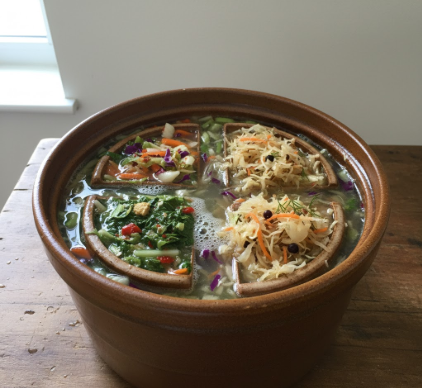 Fermentation Crock Making Sauerkraut and Kimchi