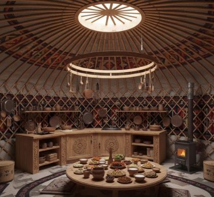 Kyrgyz Kitchen Design Nomadic Yurt Influences